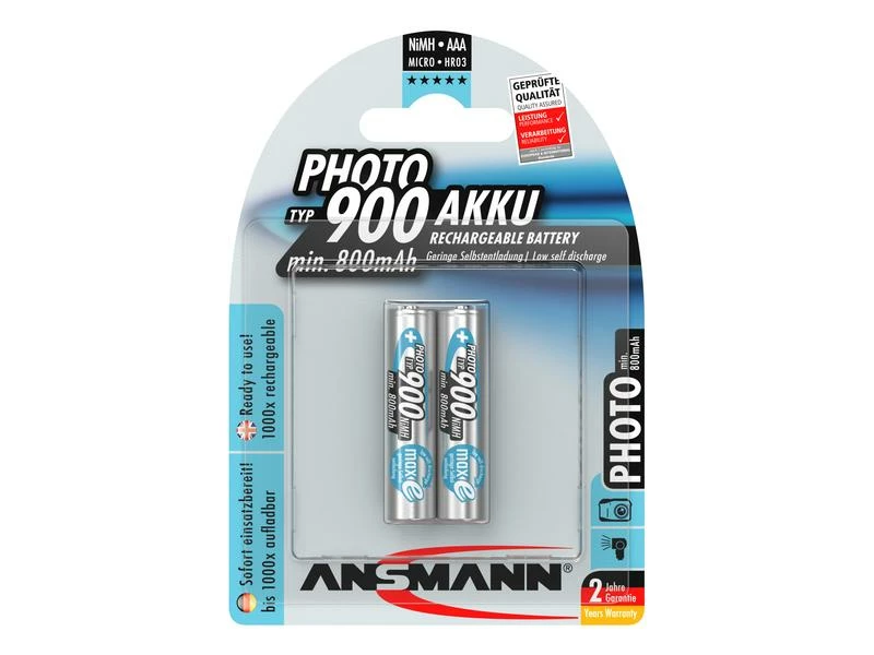 Ansmann Akku 2x AAA Typ 900 800 mAh für Digitalkameras, usw. 1 Ansmann Akku 2x AAA Typ 900 800 mAh für Digitalkameras, usw.