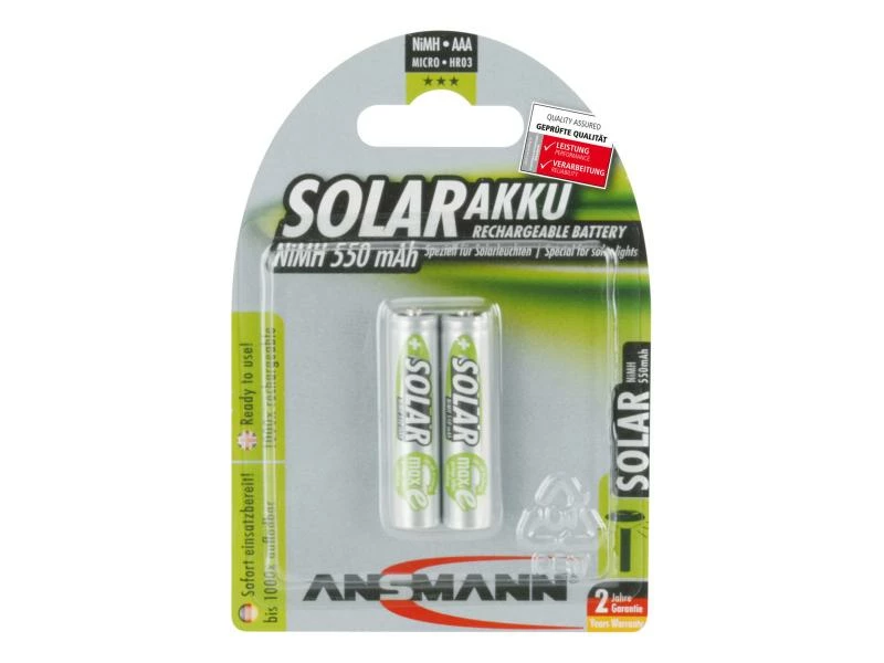 Ansmann Akku 2x AAA 550 mAh für Solaranwendungen 1 Ansmann Akku 2x AAA 550 mAh für Solaranwendungen